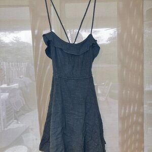 Free People Blue Mini Sundress with Spaghetti Straps